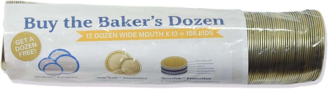 Superb Canning Lids  Wide Mouth Mason Jar Lids  Bakers Dozen/Bulk Package of 156 Lids  Made in the USA