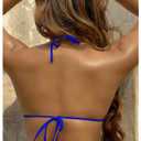 SOLY HUX Women's Halter Neck Bikini Swim Tops (Blue, M)