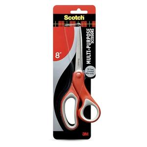 Scotch Multi-Purpose Stainless Steel Scissors, 8 Inches, Red & Gray, Great for Home, School and Office (1-Pack)