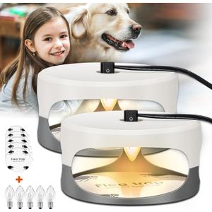 Flea Trap for Inside Your Home 2 Packs - Premium Electric Flea Traps, Natural and Child-Friendly Indoor Flea Control for Home & Garage with 5 Glue Disc Refills and 5 Lightbulbs (Gray)