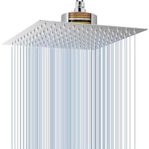 Voolan Rain Shower Head with Filtered - High Flow Large Rainfall Shower Heads Made of Stainless Steel - Waterfall Showerhead Filter For Hard Water (10" Chrome)
