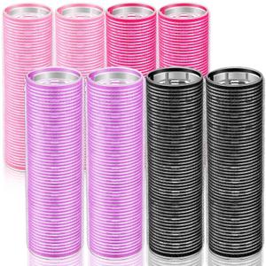 WILLBOND 8 Pcs Long Hair Rollers for Bangs Aluminum Core Curlers Thermal 4.1 x 1.2 Inch Self Grip Roller for Long and Medium Jumbo Hair Women Hairstyle (Colorful)