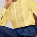Womens Dressy Casual Lace Blouse Cotton Long Sleeve Button Up Shirts Tops25H003  (Yellow, XS)