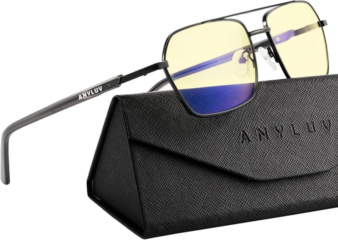ANYLUV Blue Light Glasses Men/Women, Blue Light Blocking Glasses, Computer Screen Blocker Eyes Protection Glasses ((Gaming Protection) 04- Black/Grey)