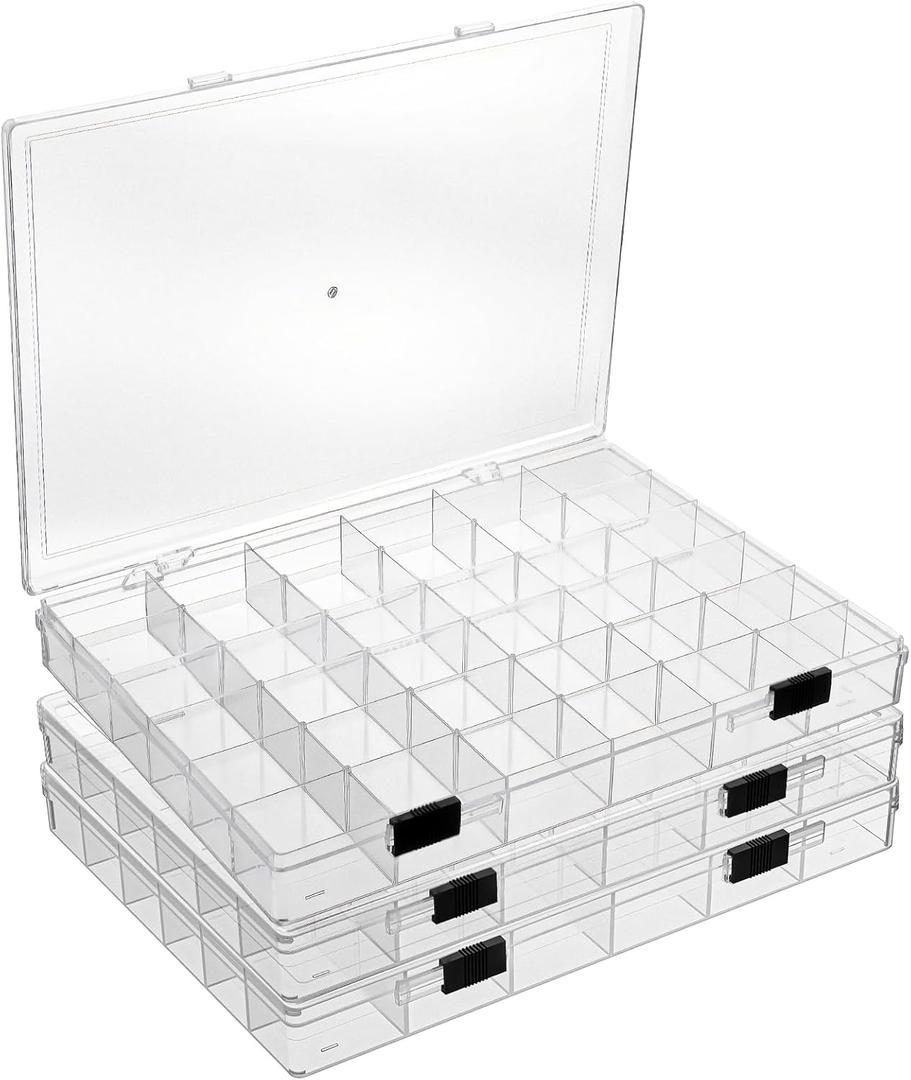 3 Pack 36 Grids Clear Plastic Bead Organizer Storage Box Container, Clear Beads Storage Organizers, Craft Jewelry Small Beads Containers for Organizing Collection Jewelry Making 3 Pack 36 Grids Clear Plastic Bead Organizer Storage Box Container, Clear Beads Storage Organizers, Craft Jewelry Small Beads Containers for Organizing Collection Jewelry Making