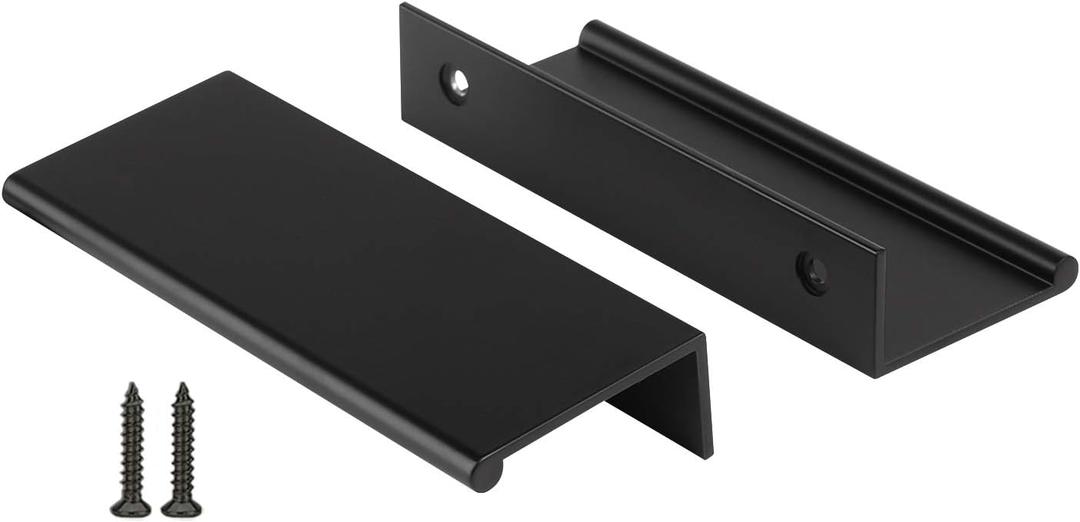 Peaha 10 Pack Black Cabinet Pulls Kitchen Handles 3 inch Aluminum Alloy Edge Finger Pull Dresser Drawer Handles, Hole Centers: 3in (76mm)