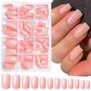 LoveOurHome 240pc Nude Pink Press on Nails Medium Square Fake Nails Press ons Square Nail Tips False Nails Colored Acrylic Nails Presson Artificial Fingernails with Tabs for Women Girls