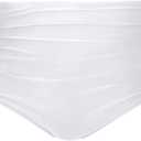Tempt Me Women High Waisted Bikini Bottom Retro Ruched Swim Bottom Shirred Tankinis Brief (Small, White)