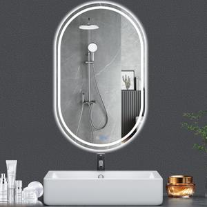 Oval LED Bathroom Mirror, 20"x 33" Frameless Lighted Mirror
