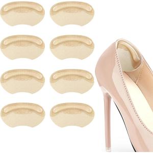Gel Heel Grips & Inserts (4 Pairs) - Heel Cushion Liners and Pads for Enhanced Comfort, Prevent Heel Slipping, Blisters, and Rubbing, Ensures a Secure Shoe Fit (4Pairs:Beige)