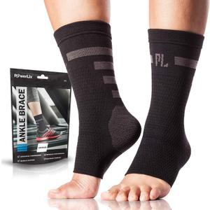 POWERLIX Legs Orthopedic Brace Compression Support Sleeve (Pair) for Swelling, Sprain, Plantar Fasciitis, Arthritis, Tendinitis (Black, M)