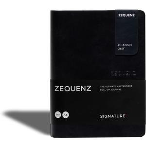 Zequenz Classic 360 Signature Series, Size: A6 Small, Color: Black, Paper: Ruled, Soft Bound Journal, soft cover Notebook, Small, 4" x 5.5", 200 sheets / 400 pages, Ruled, Lined premium paper