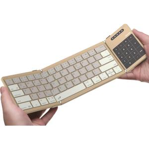 Nillkin Bluetooth 5.0 Foldable Keyboard with Touchpad & Numpad, Full-Size Travel Portable Keyboard for iPad Tablet Laptop PC Smartphone Windows iOS Android, Triple Device Pairing, Khaki