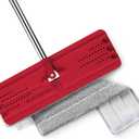 JOYMOOP Flat Mop, Microfiber Mop Head for Floor Cleaning, 50" Handle with 13" Flat Head, Black & Red