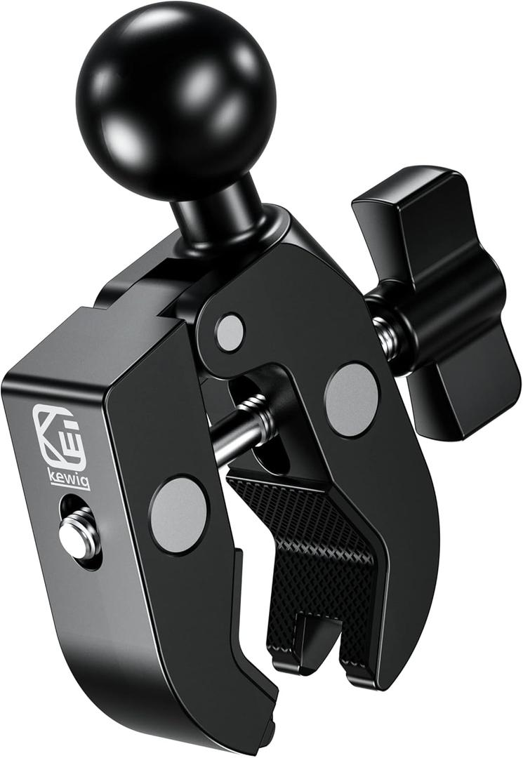 BRCOVAN 1'' Ball Clamp Mount Base with Aluminum Alloy Tough-Claw, Fit Handlebar Rail 0.5'' to 1.75'' in Diameter, Fit for RAM Mounts B Size 1 Inch Ball Double Socket Arm & Bike Motorcycle Phone Holder