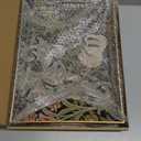 Spsyrine Serving Tray with Handles, Plastic Decorative Tray for Coffee Table, Living Room, Home Decor, Golden Lily