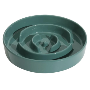 Ceramic 1.6 Cup Slow Feeder Dog Bowl for Medium and Large Breed, 8.2inch Puzzle Dog Food Dish, Anti-Gulping, Stop Bloat, Preventing Choking (Single Bowl-Dark Green)