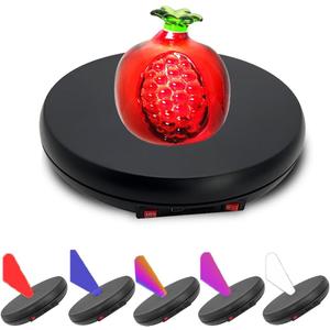JAYEGT Motorized Rotating Display Stand with 5 Color LED Light , 10 inch /55lbs Load, 360 Degree Electronic Turntable Display Stand for Photography Products Shows, Jewelry, Watch, 3D Models, Cake