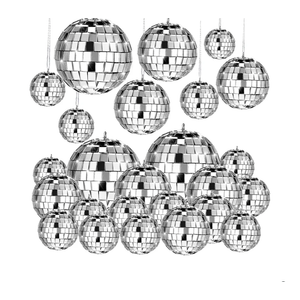 MTLEE 20 Pcs Disco Balls Decorations Assorted Size Party Decor Disco Ball Ornaments Mirror Mini Large Hanging with Rope for Wedding Festival Stage Prop