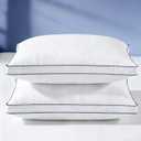 Luxury Goose Down Pillows Set of 2, Standard Size Hotel Quality Feather Pillows for Sleeping, Soft Breathable Cotton Sateen Cover, Premium Bed Pillows for Side Back Stomach Sleepers, Standard（Pack of 2）