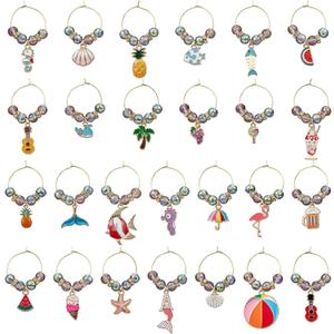 9-30 Pcs Wine Glass Charms Wine Charms for Stem Glasses for Drink Glass Tags for Cocktail Tasting Party Favors Supplies Goblet Charm
