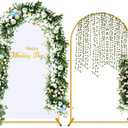 Metal Arch Backdrop Stand and Wedding Arch Cover Spandex - 7.2FT Metal Balloon Arch Stand and Arch Cover Backdrop Fabrict for Wedding Birthday Party Baby Shower Bridal Banquet Decoration, White