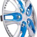 12 Inch Blue ABS Plastic Hubcaps Premium Double Coated Car Vehicle Wheel Rim Skin Cover (Pack of 4)