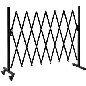 SMONTER Expandable Barricade Gate, 82" Metal Safety Barrier Gate with Casters, Accordion Garden Yard Fence Portable Dog Gates with Latch Indoor Outdoor