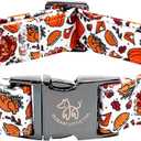 Elegant little tail Thanksgiving Dog Collar, Turkey Dog Collars Pet Pumpkin Girl Boy Puppy Cotton with Metal Buckle Adjustable Pet Collars for Large Dogs (Large (Pack of 1))