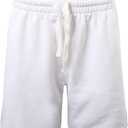 PROGO USA Mens Shorts Classic Fleece Workout Shorts - Men Shorts Casual with Elastic Waist (White, S)
