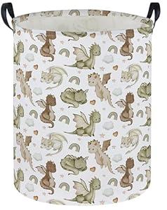DDBASKET Kids Laundry Basket Dinosaur Hamper for Nursery Hamper Cute Kids Storage Bin Organizer Room Decor for Home(Watercolor Dinosaur)