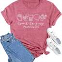 MAIHUN Speech Therapist Shirts for Women Speech Language Pathologist Tshirt SLP Tee Tops Pink, Large