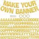 BEISHIDA 116 PCS A-Z DIY Letter Banner Kit Make Your Own Banner Including 111 Letters and Numbers 3 Rope and 2 Threading Device,Customized for Birthday Graduation Wedding Decor Gold