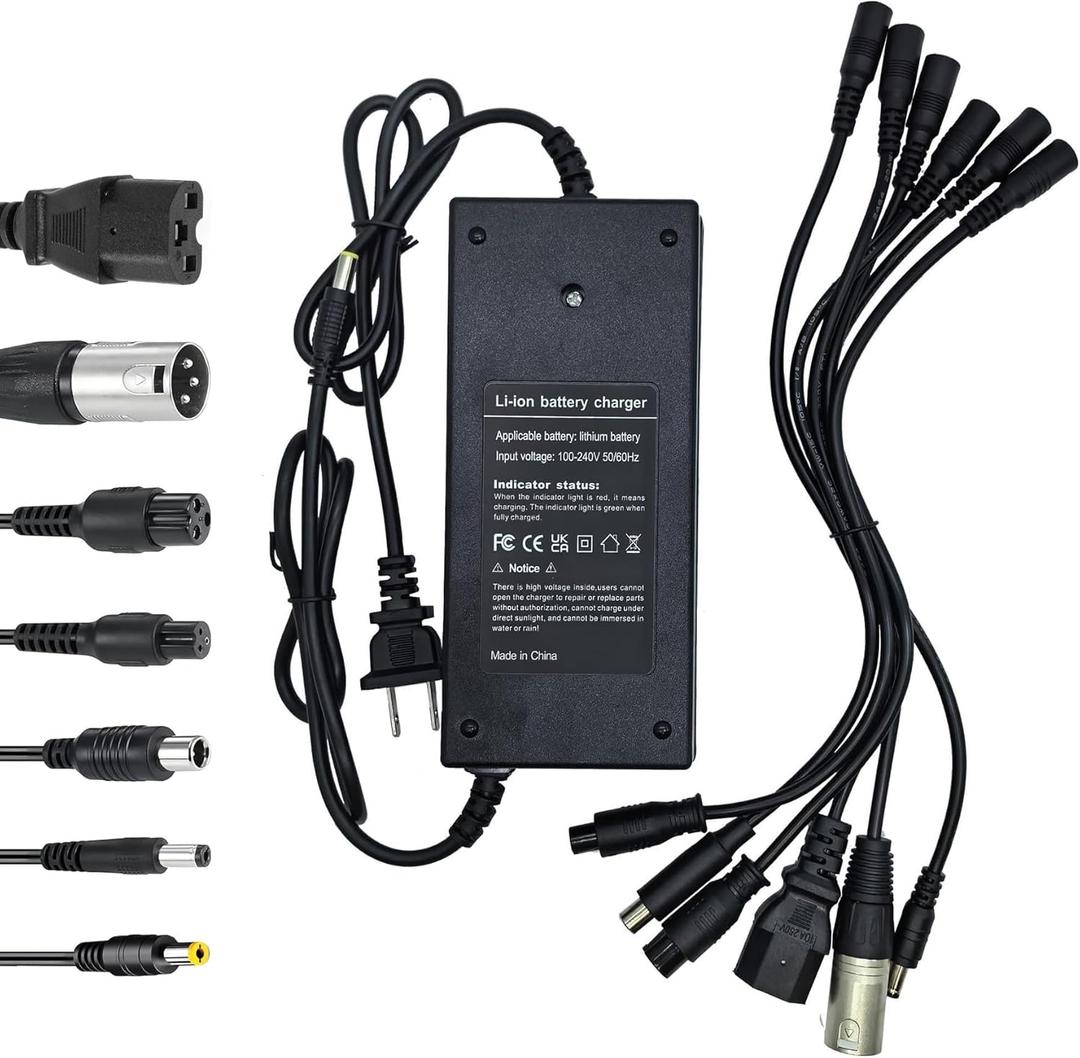 (7 Plugs) 54.6V 2A Fast Charger for Scooter Rad Power/Lectric XP/Sondors/Pedego/Jasion/ eb7 /Evercross H5/ Vsett 8, 8+ etc. 48V Lithium-ion Battery