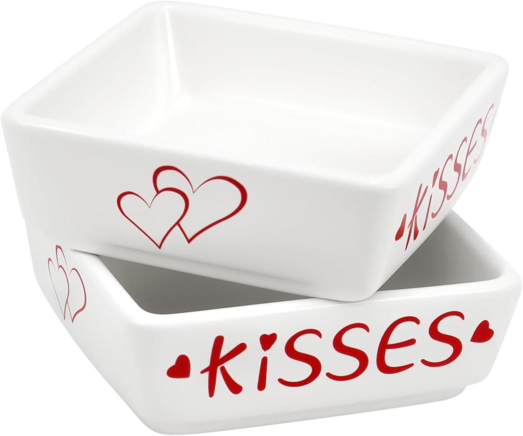 Valentines Day Decorations 2pcs Ceramics Candy Mini Dish Chocolate Candy Storage for Home Kitchen Tiered Tray Table Galentines Day Party Centerpieces Decor