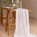 Tranqun 3 Pcs Pink and White Table Runner Floral Embroidered Table Runner Tulle 30 x 120 Inches Flower Sheer Tablecover Chinoiserie Decor Seasonal for Kitchen Dining Party Wedding
