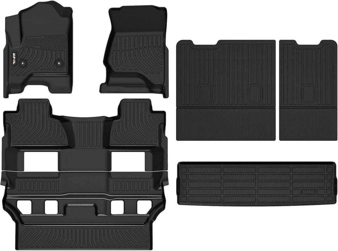 AIPOIL Floor Mats & Cargo Liner & Seatback Cargo Set for 2015-2020 Chevrolet Chevy Tahoe & GMC Yukon (Bucket Seat) All Weather Protection TPE Anti-Slip Car Full Set Custom Car Mats Accessories -Black