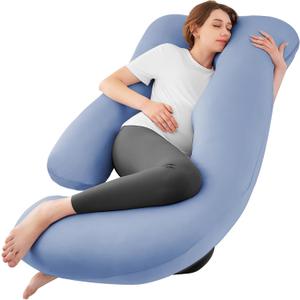 Sasttie Pregnancy Pillows for Sleeping, U Shaped Cooling Full Body Pillow with Removable Cover, Pregnant Women Must Haves, Maternity Essential, Blue (57 Inch) Sasttie Pregnancy Pillows for Sleeping, U Shaped Cooling Full Body Pillow with Removable Cover, Pregnant Women Must Haves, Maternity Essential, Blue (57 Inch)