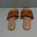 Luoika Women's Wide Width Flat Slides Sandals, Casual Comfortable Summer Beach Shoes Slip on Slide Sandal for Women (Brown), 10XW