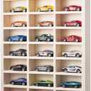 Threehoney 24 Space Toy Cars Wheels Display Case 1: 64 Scale Model Cars Display Shelf Wooden Wall Mounted Die Cast Car Storage Rack for Gift Collectibles Toy Figurines Tiny Cabinet