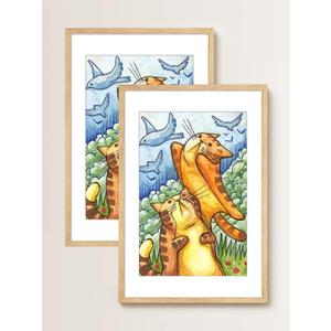 Rustic Oak 20x30 Frame - Set of 2, 20 x 30 Poster Frame with Mat for 16x24, Picture Frames for Artwork, Puzzles, Photos and Movie Posters (20" x 30" / 16" x 24" mat)