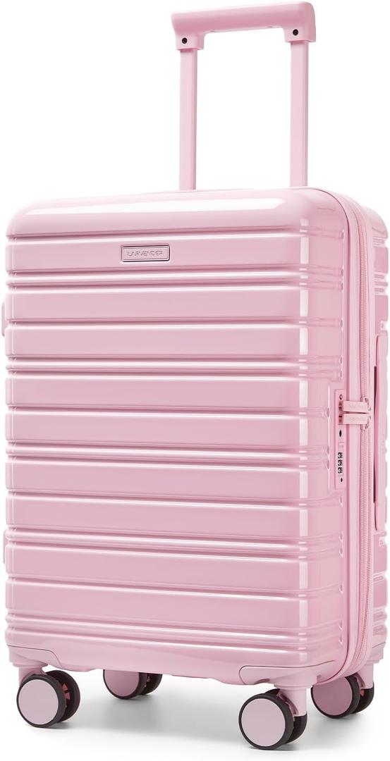 LARVENDER Carry On Luggage 22x14x9 Airline Approved, 20 Inch Expandable PC+ABS Hardside Suitcase Carry On Luggage with Spinner Wheels TSA Lock for Women Men (Pink), 20 Inch - EXT