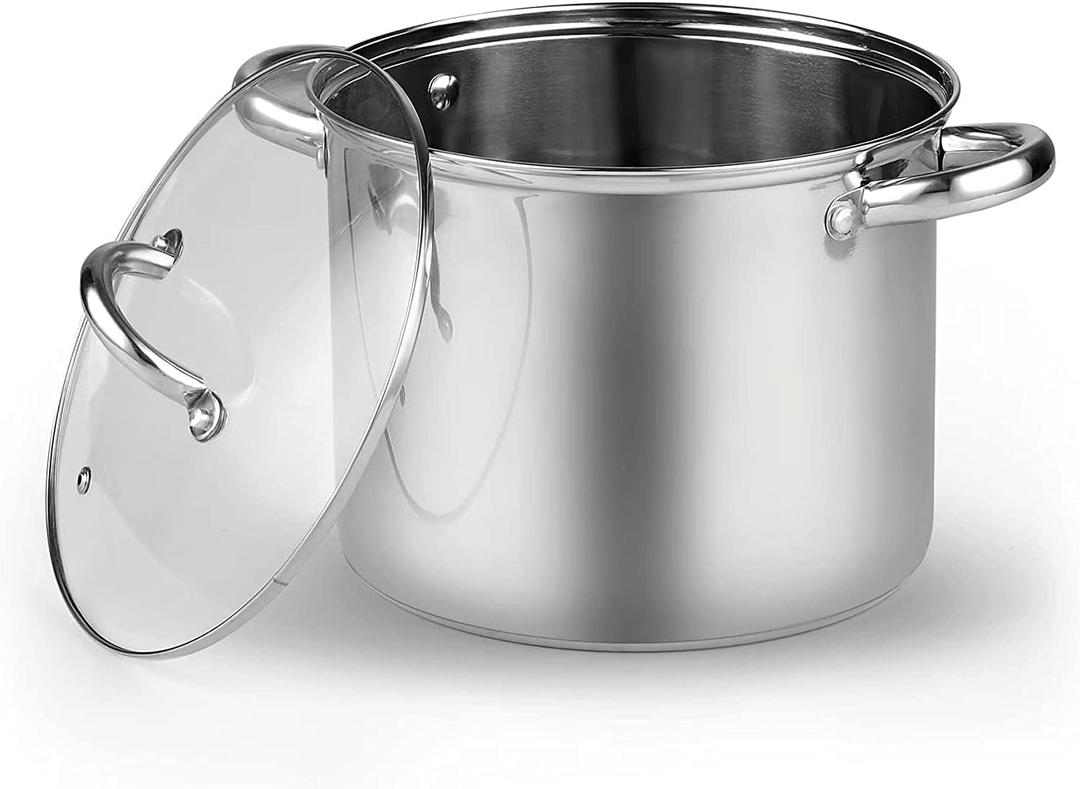 Cook N Home Stockpot with Lid, Basics Stainless Steel Soup Pot, 12-Quart (12 Quarts)