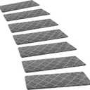 PURE ERA Carpet Stair Treads Tape Free Non Slip Indoor Stair Carpet Stair Protectors Pet-Friendly Non-Slip Skid Resistant Washable Reusable 8" x 30"(14 Pieces,Gray Diamond Trellis)