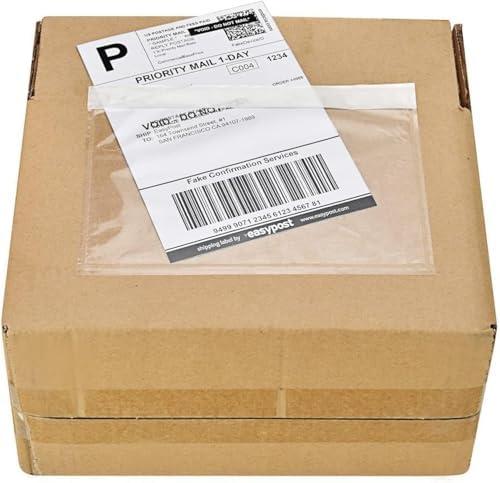 9527 Product 12.5" x 9" Clear Adhesive Top Loading Packing List/Shipping Label Envelopes (100 Pack)