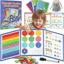 2 x Magnetic Fraction Demonstration Book, Magnetic Fraction Tiles & Circles Educational Puzzle Set, Montessori Fraction Playbook for Kids, Math Manipulatives for Elementary School