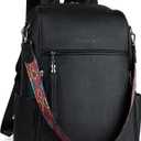FADEON Leather Laptop Backpack for Women Designer 15.6 inch PU Laptop Bag, Ladies Travel Computer Work Backpack Black
