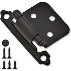 50 Pack 25 Pairs 1/2" Overlay Cabinet Door Hinges Matte Black Self Closing Kitchen Cabinet Hinge Black Cabinet Door Hinges Cupboard Variable Flush Cabinet Hinge