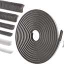 Self-Adhesive Weather Stripping Seal for Doors & Windows  Soundproof Insulation Gap Filler for Sliding, Exterior, Front, and Jamb Frames  0.35" x 0.35" x 16.5 ft, Gray