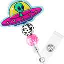 Namifin Retractable Badge Holder Funny Alien Retractable Badge Reels Lightweight Badge Reel with ID Clip for Nurse, Work, Office Workers, Nurses, Nursing, Doctor Custom Supplies Gifts
